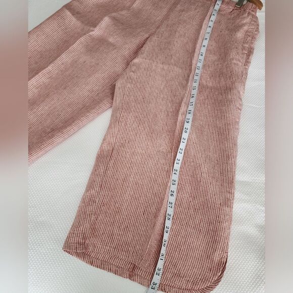 Coldwater Creek pants 100 % linen cropped elastic waistband wide leg - Picture 6 of 16